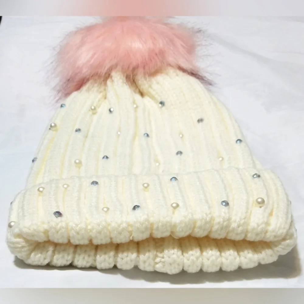 Justice Pearly Rhinestone Pom-Pom Scully Hat